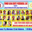 Primer Debate Presidencial que organiza el Colegio de Periodistas del Per&uacute; abordar&aacute; temas sobre Educaci&oacute;n, cultura y sistema jur&iacute;dico - No permitir&aacute;n que los partidos lleven a representantes en reemplazo de los candidatos presidenciales que no pudieran asistir al debate.