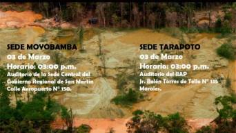 Moyobamba y Tarapoto ser&aacute;n sede del II Taller: "An&aacute;lisis sobre la problem&aacute;tica de la miner&iacute;a informal e ilegal en la Amazon&iacute;a"