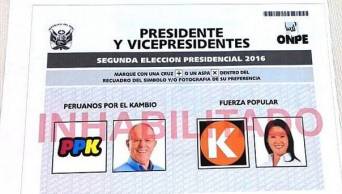 Segunda Vuelta Electoral: ONPE present&oacute; el dise&ntilde;o oficial de la C&eacute;dula de Votaci&oacute;n para este 5 de junio