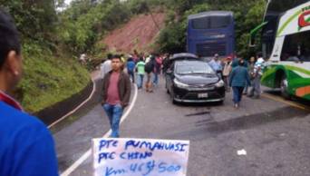 Huaico interrumpe tr&aacute;nsito en tramo puente Chino�puente Pumahuasi en Hu&aacute;nuco