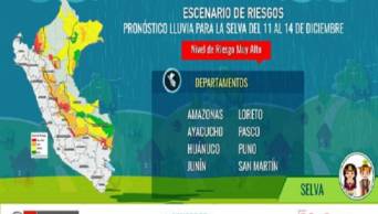 97 distritos en la selva en riesgo alto y muy alto de ocurrencia de huaicos